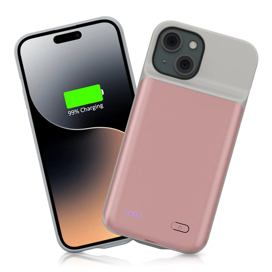 DOKYW Battery Case for iPhone 15 7000mAh Portable Protective Charging Case for iPhone 15 Smart Rechargeable External Battery Pack Phone Charger Case for iPhone 15 6.1 inch Pink