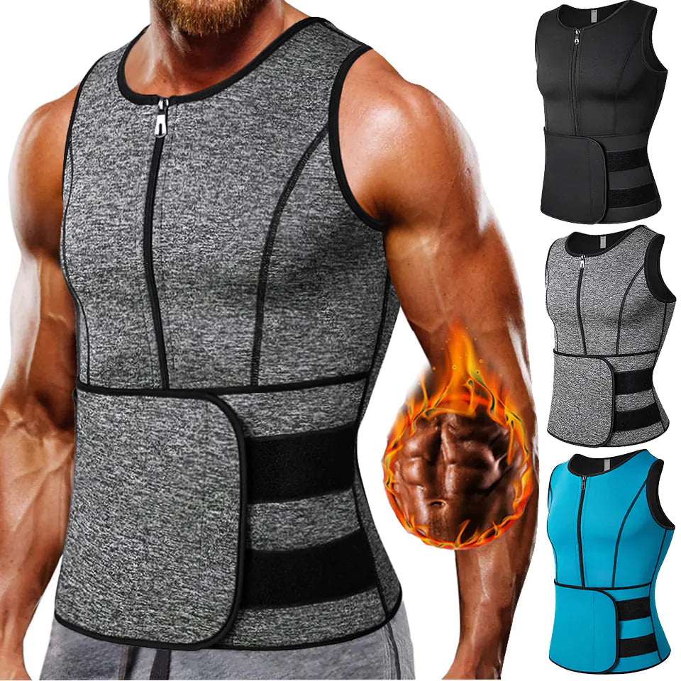 Men's Double Waistband Fitness Suit for Belly Tightening