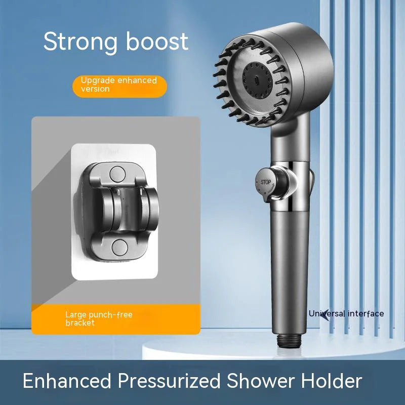 Adjustable Supercharged Shower Head with Hose