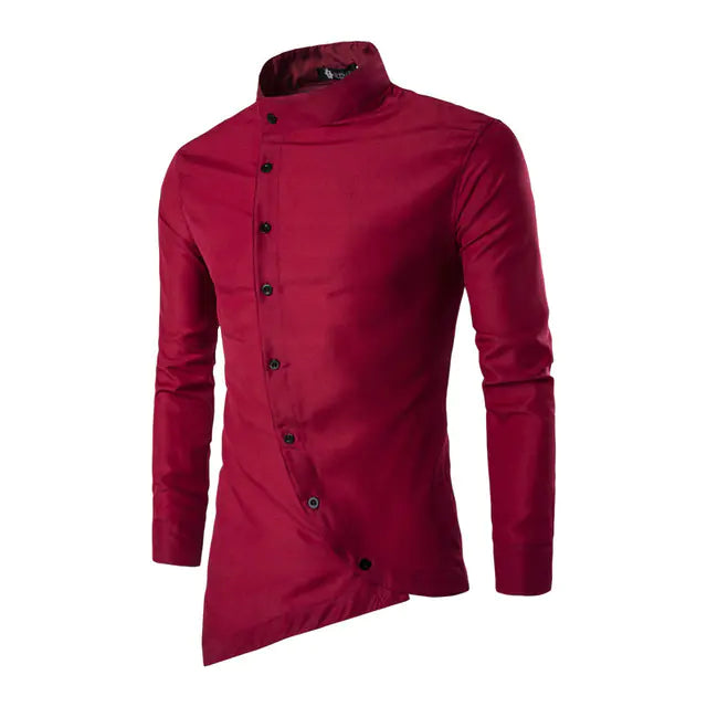 Trendy Long Sleeve Casual Solid Color Men's Shirt