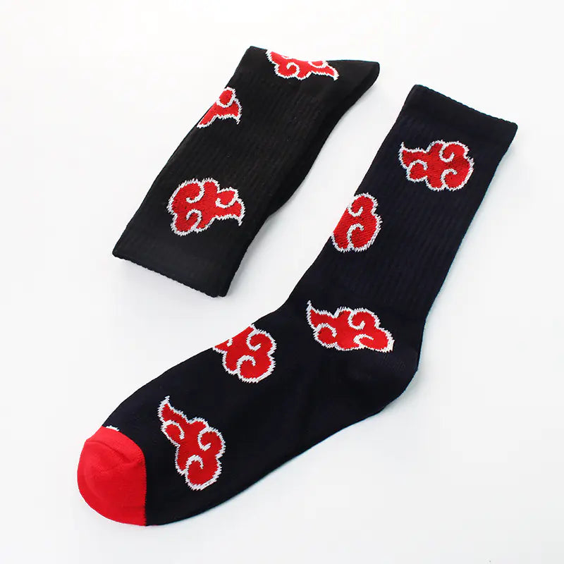 Chaussettes mi-mollet Naruto Akatsuki en coton pour Anime, en gros
