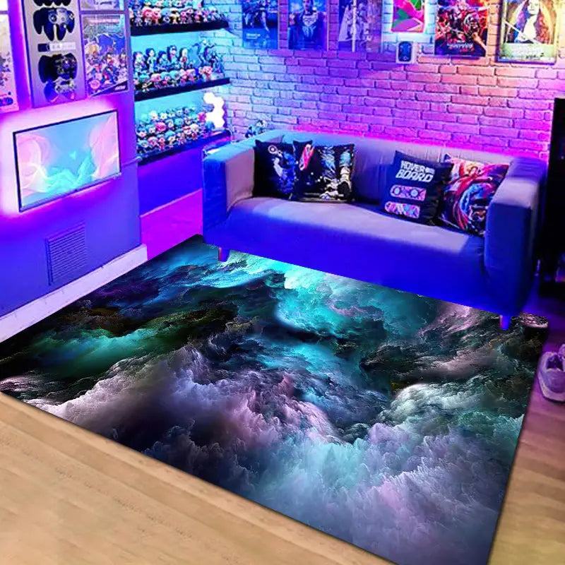 3D Galaxy Space Star Area Rug for Living Room Decor