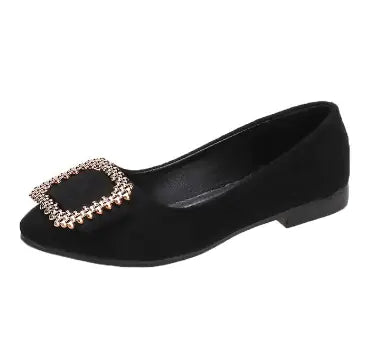 Talons Hauts Carrés en Daim pour Femmes, Ballerines à la Mode