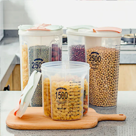 Grain Storage Box with Dividers for Kitchen Use