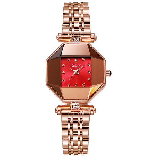 Elegant Waterproof Square Women's Watch with Steel Band