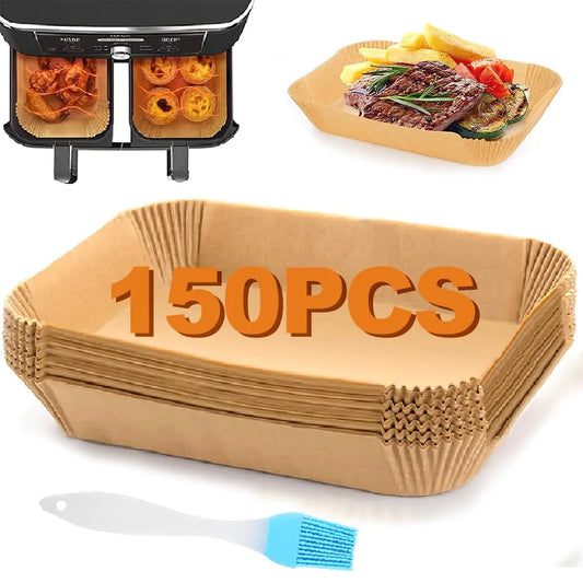 YJWYDM Air Fryer Disposable Paper Liners 150PCS Air Fryer Parchment Paper Liners 8.7x5.5" Rectangle Parchment for Ninja Dual Basket Ninja DZ201 DZ401 Foodi 8Qt Air Fryer Accessories Microwave Oven